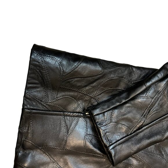Vintage Cellini Long Full Grain Black Patchwork Leather Matrix Jacket Size XL - Picture 3 of 13